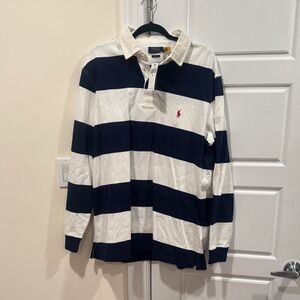 Polo Ralph Lauren Navy and White Striped Rugby Shirt